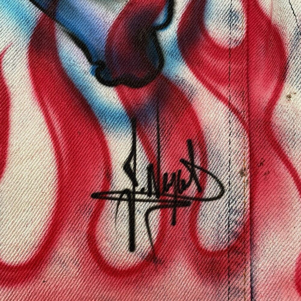 Vintage 80s Guns N Roses Airbrush Booty Short Denim Vest Set J. Neyrot Miami Art - Picture 11 of 14